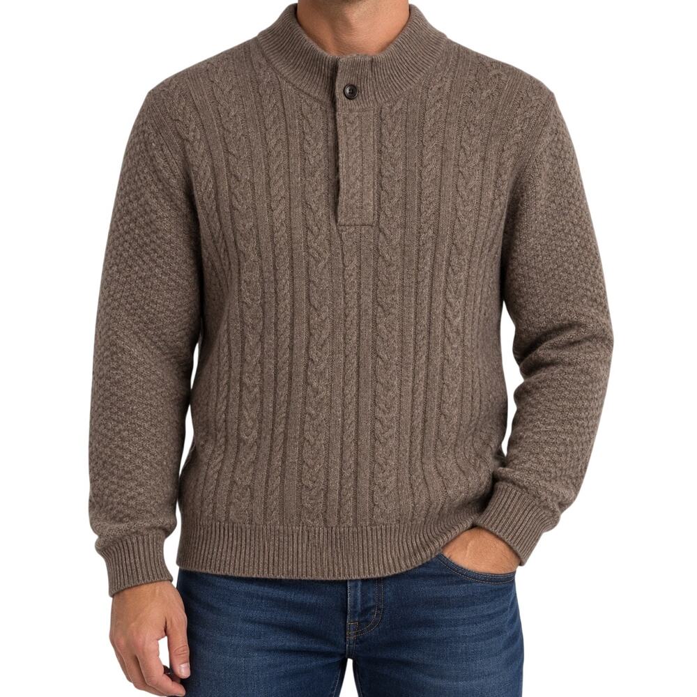 Hart Schaffner Marx XL Mens 100% Cashmere Wool Brown Sweater Top Christmas